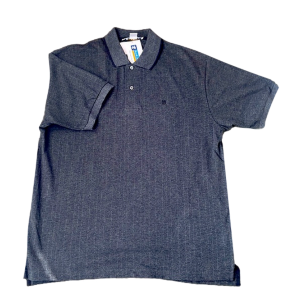 NWT Mens Royal Caribbean Cruise Gray Pinstripe Polo T shirt Size L